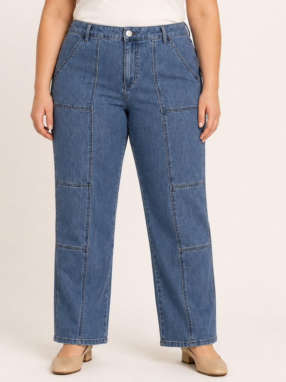 1822 Panel Stitched Jeans Straight Leg Mid Rise Size 12 31 Large